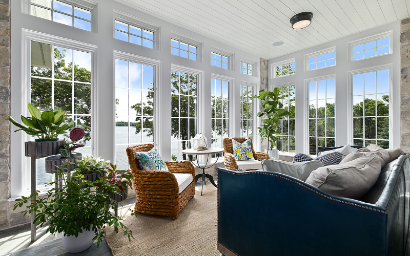living room with windows