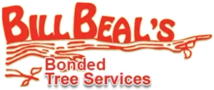 Bill Beal’s Bonded Tree Services logo in red and white
