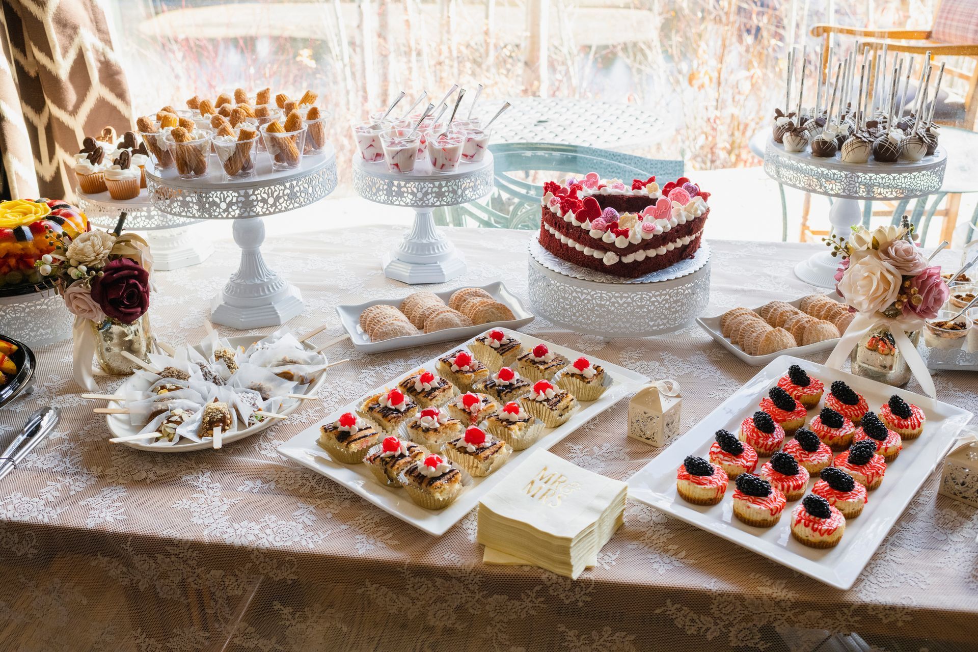 Pastries on buffet table. Pastries on buffet table.