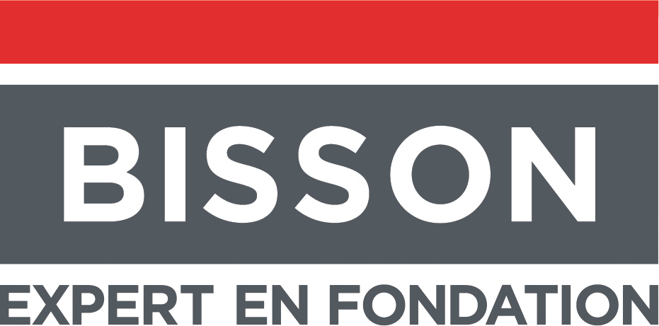 Logo de Bisson : une barre horizontale rouge au-dessus d'un carré gris foncé contenant le mot « BISSON » et « EXPERT EN FONDATION ».