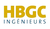 Le logo doré « HBGC » au-dessus du texte bleu foncé « INGÉNIEURS » sur fond blanc.