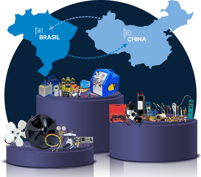 Um mapa do brasil e da china com um monte de peças em exposição
