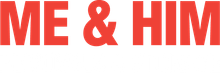 Logo reading “ME & HIM REMOVALS & STORAGE” in red and white text on transparent background