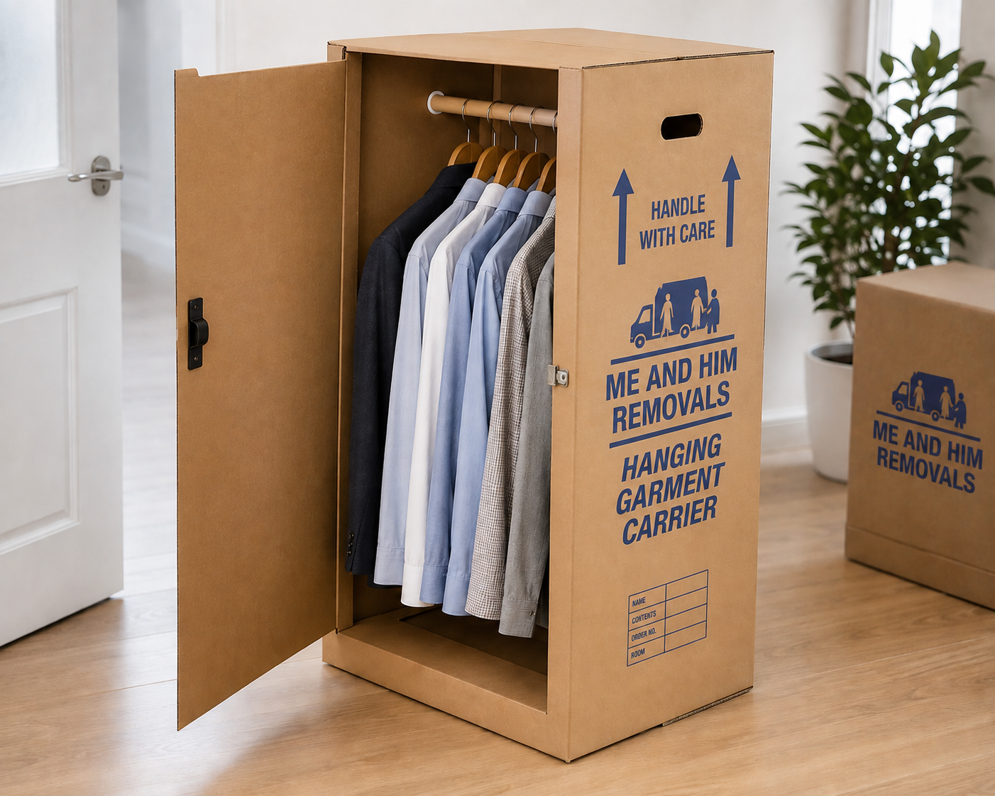 ME & HIM REMOVALS & STORAGE GARMENT CARRIER BOX