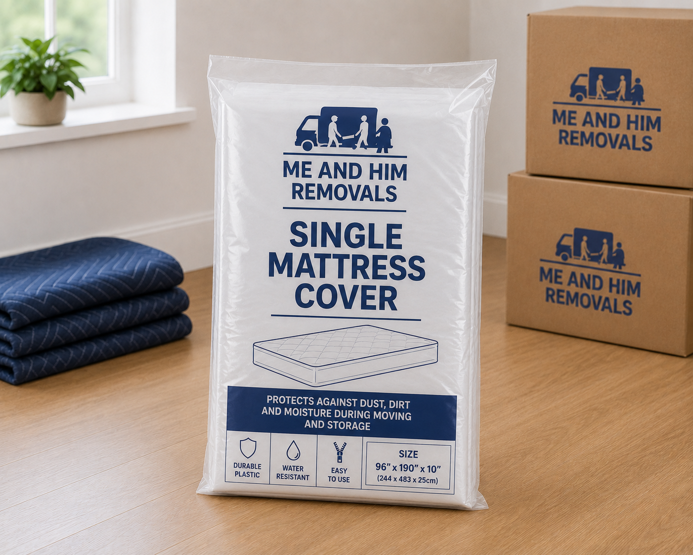 ME & HIM REMOVALS & STORAGE SINGLE MATTRESS COVER