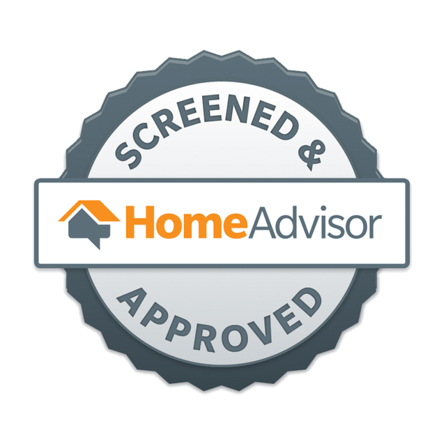 A screened and home advisor approved seal on a white background.