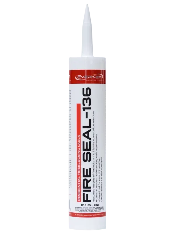 White tube of Fire Seal-36 sealant with red and gray label and pointed nozzle