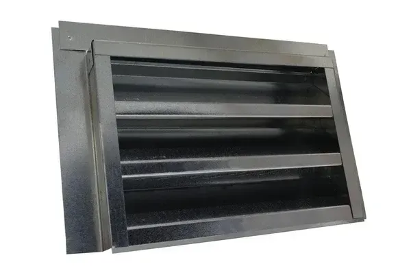 Black metal HVAC louver vent with adjustable horizontal slats