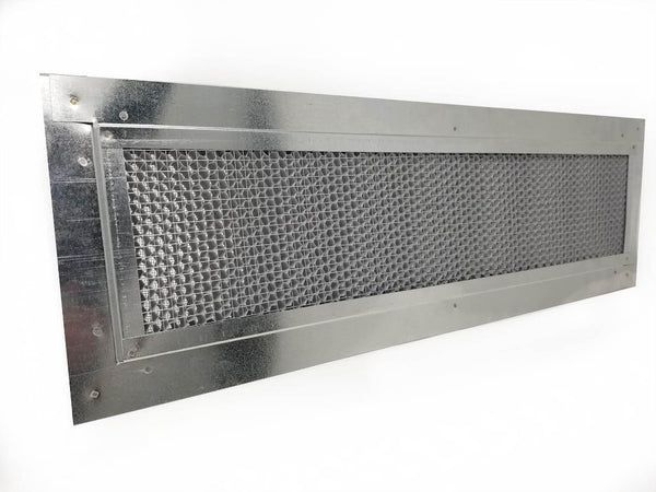 Metal rectangular wall vent with perforated mesh grille