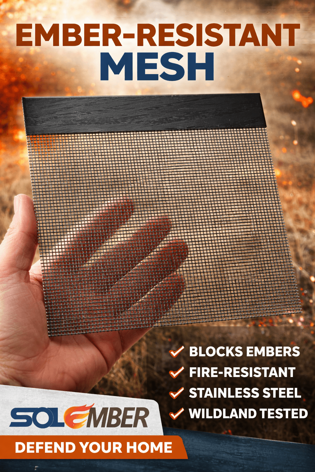 SolEmber by SolaTrim black stainless steel solar array barrier panel