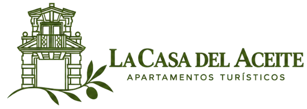 Logo of La Casa del Aceite Apartamentos Turísticos with green house and olive branch icon
