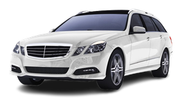 Una station wagon Mercedes-Benz bianca isolata su sfondo bianco.