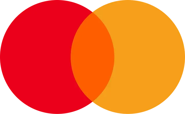 Il logo Mastercard è composto da due cerchi intrecciati, uno rosso e uno giallo, che creano una sovrapposizione arancione.