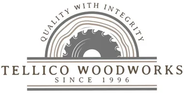 Tellico Woodworks logo with circular saw blade and &ldquo;Quality with Integrity Since 1996&rdquo; text