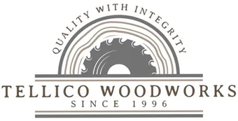 Tellico Woodworks logo with circular saw blade and “Quality with Integrity Since 1996” text