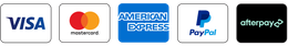 Visa, Mastercard, American Express, Paypal, Afterpay