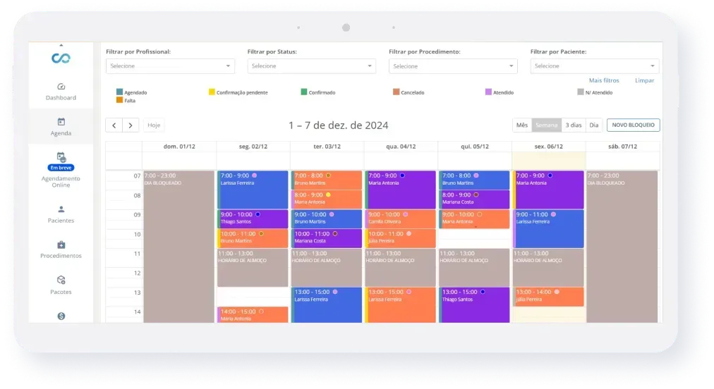 Agenda multiprofissional e gestão de salas