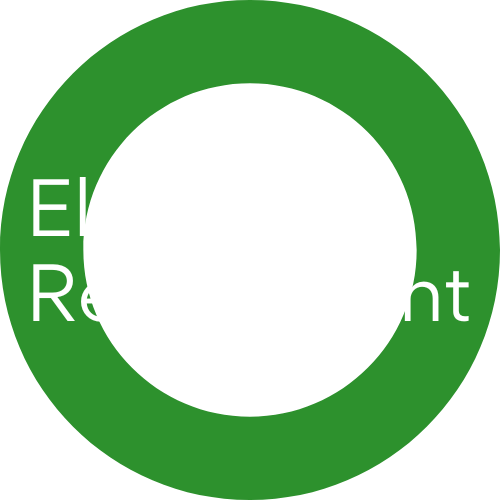 Green ring logo with white center and partially visible white text on a green background