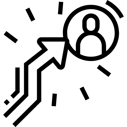 Growth arrow pointing to a user profile icon, symbolizing user growth or account increase