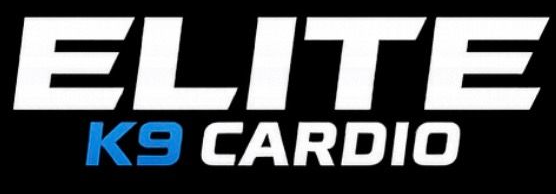 ELITE K9 CARDIO logo in white and blue on a black background