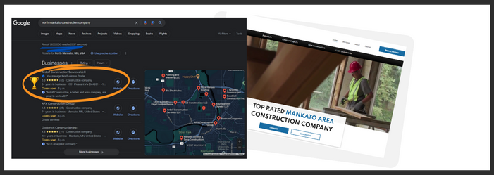 A website ranking at the top of google, designed in winnipeg
