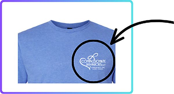 Compassionate Behaviors logo on t-shirt.