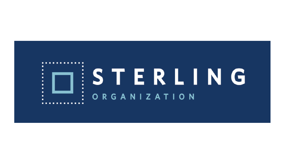 Sterling organization logo on a blue background