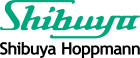The shibuya hoppmann logo is green and white on a white background.