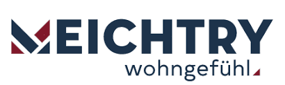Ein blau-rotes Logo für Weichtry mit weißem Hintergrund