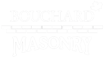 White logo reading “BOUCHARD MASONRY” with a brick wall icon in the center