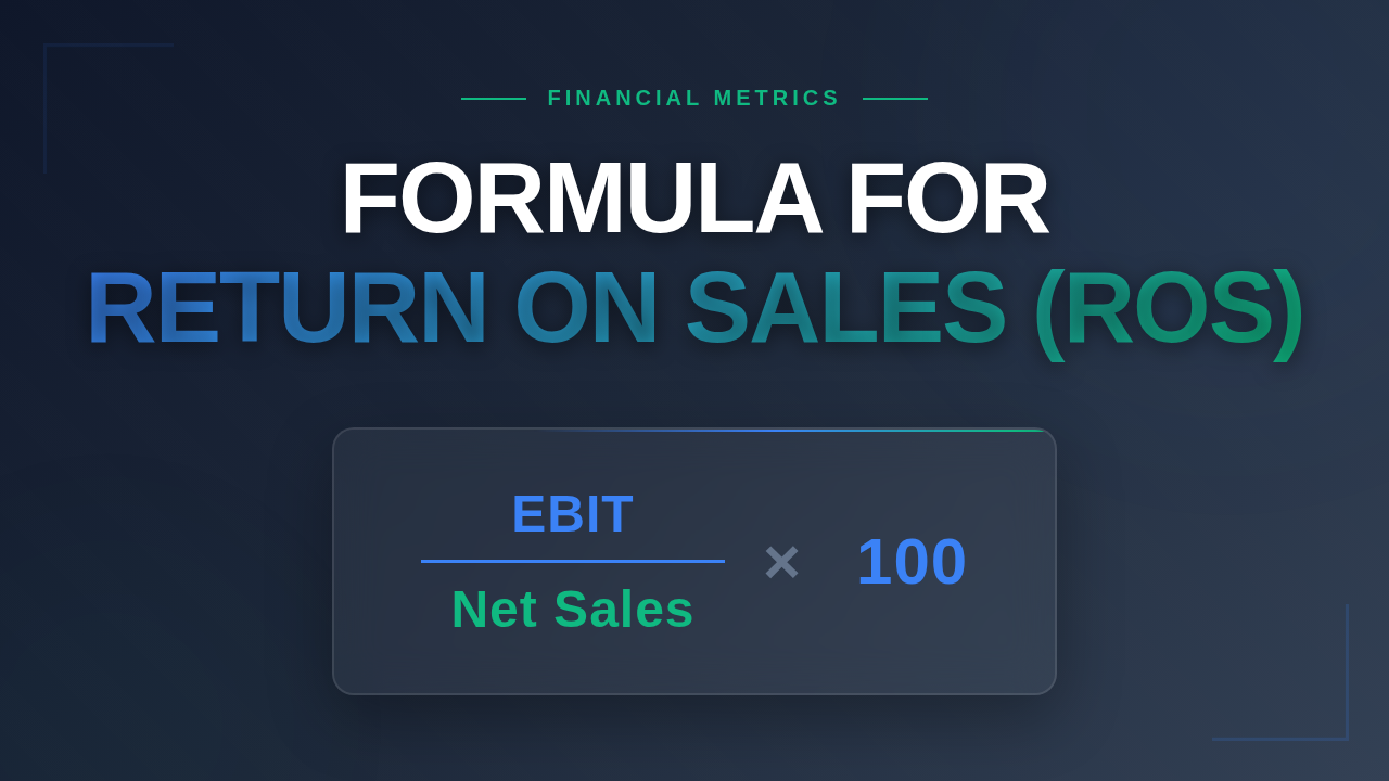 Formula for return on sales (ROS) using EBIT divided by net sales 