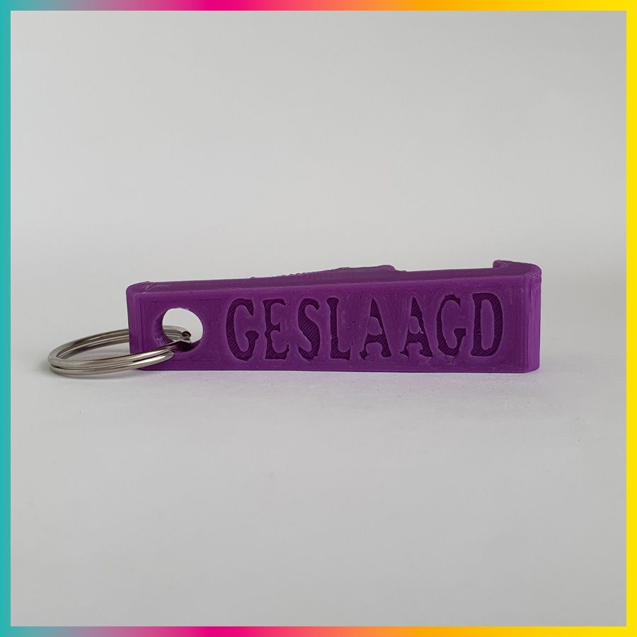 Sleutelhanger opener geslaagd