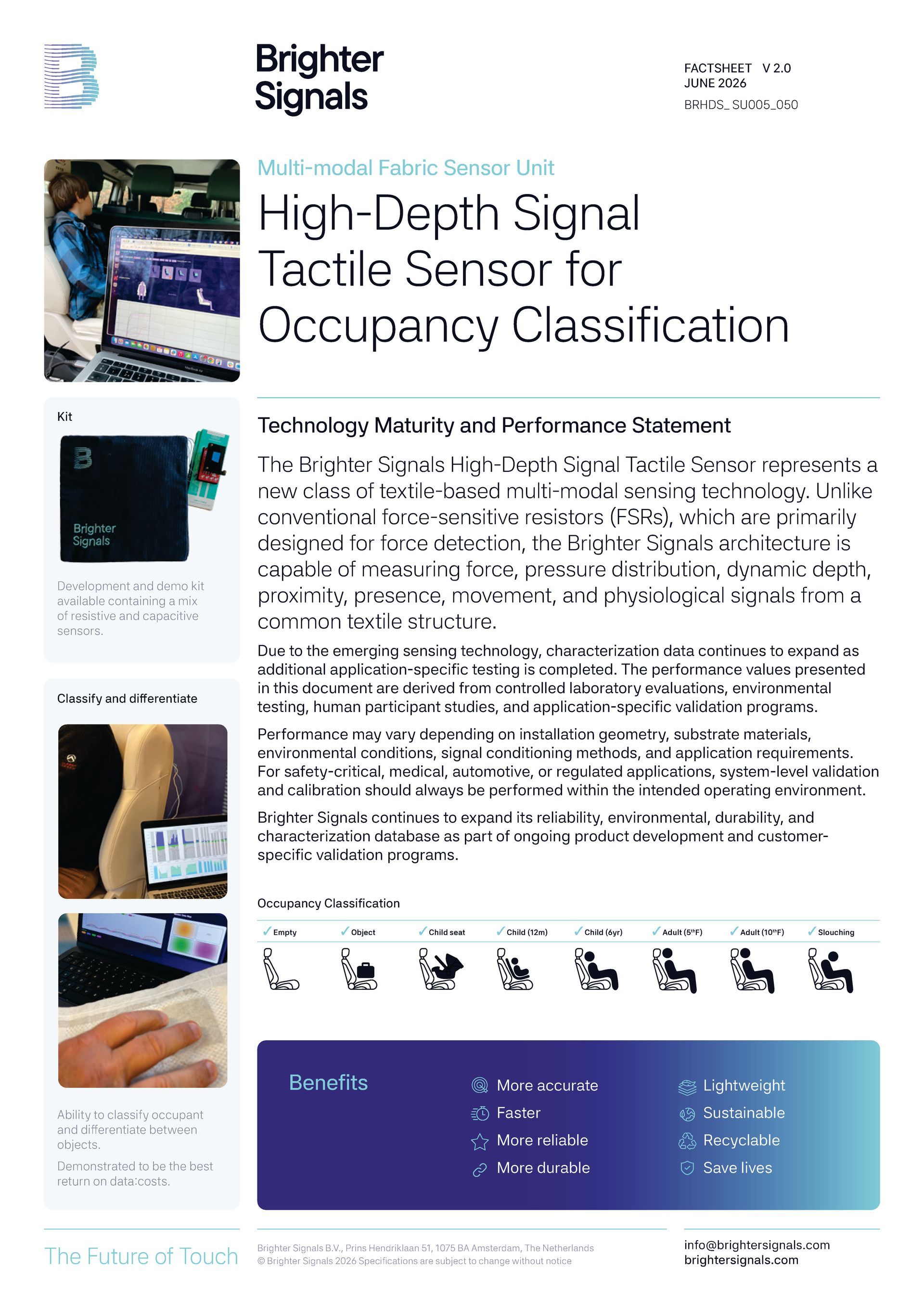 Brighter Signals Sensor Fact sheet front page
