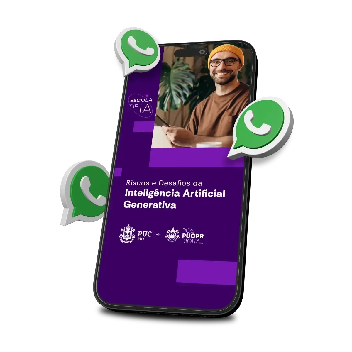 Um celular verde e roxo com as palavras vivendo esse mundo digital nele.