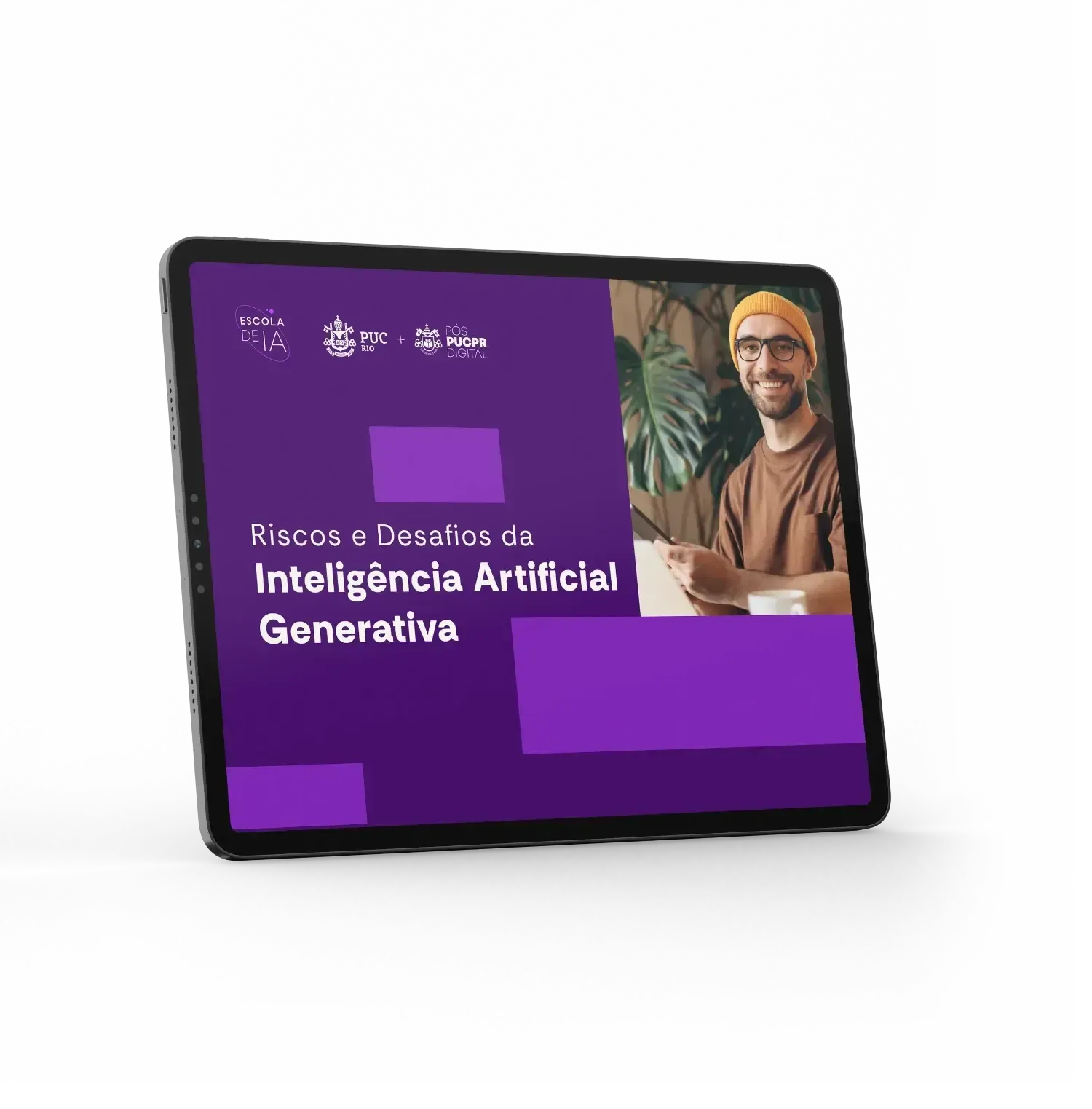 Um tablet verde e roxo com as palavras vivendo esse mundo digital nele.