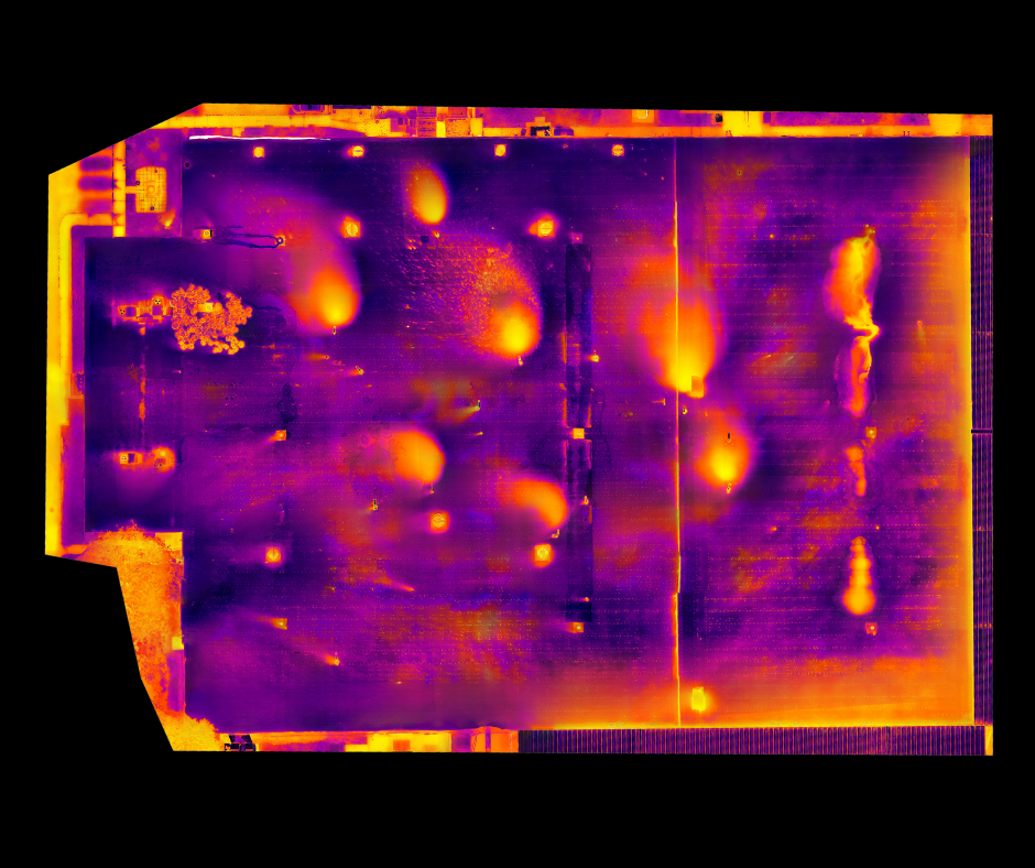 Drone performing a thermal roof inspection on a commercial building in Cincinnati to detect heat loss and water damage
