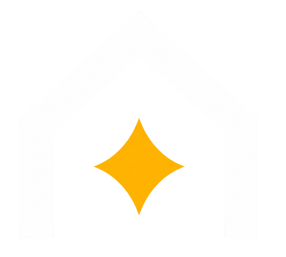 Yellow four-point star icon on a white background