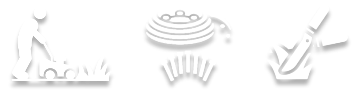 Three pale gray icons: crowd cheering, stacked layers, and a hand holding a pen