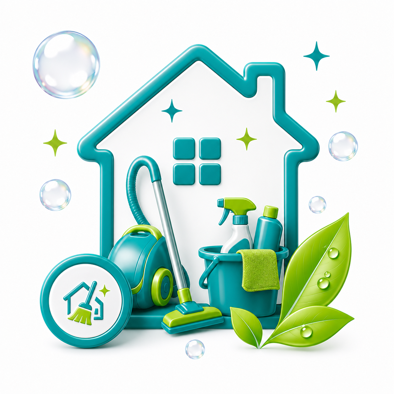 Professional cleaning team arrives and cleans the home