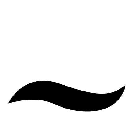 A black silhouette of a wave on a white background.