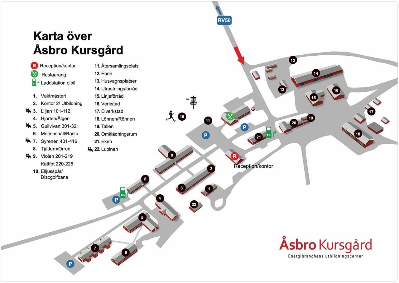 områdeskarta Åsbro Kursgård