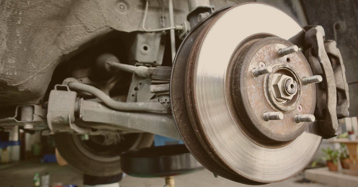 close up of suspension and brakes