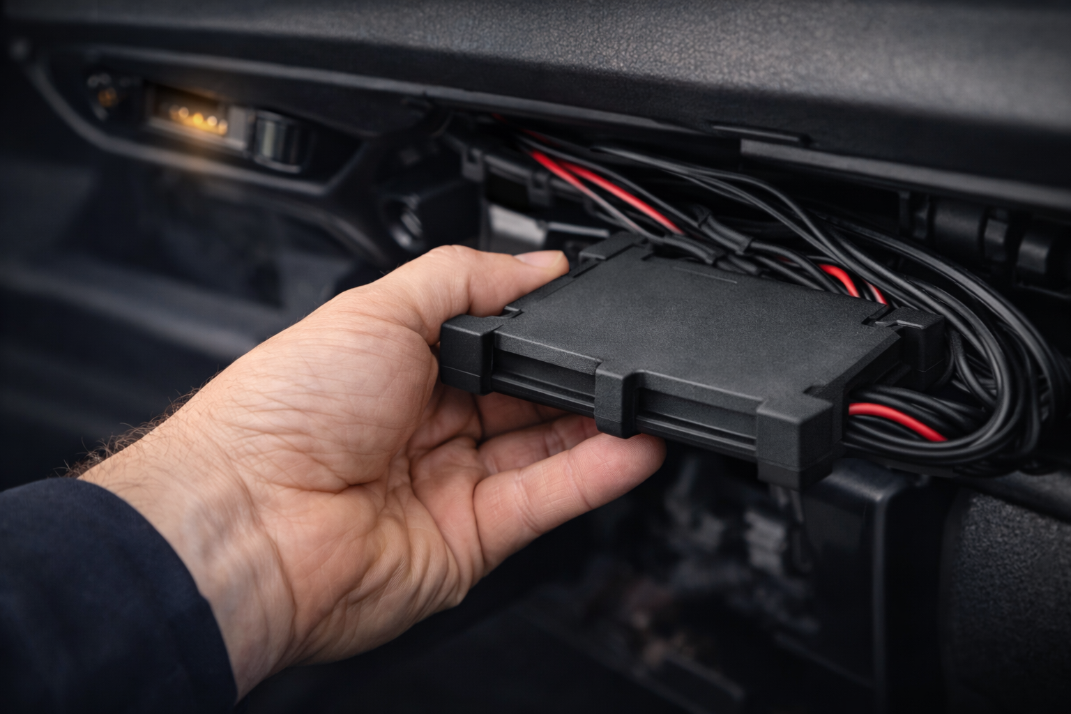 Nano vehicle tracking device installed in commercial vehicle dashboard