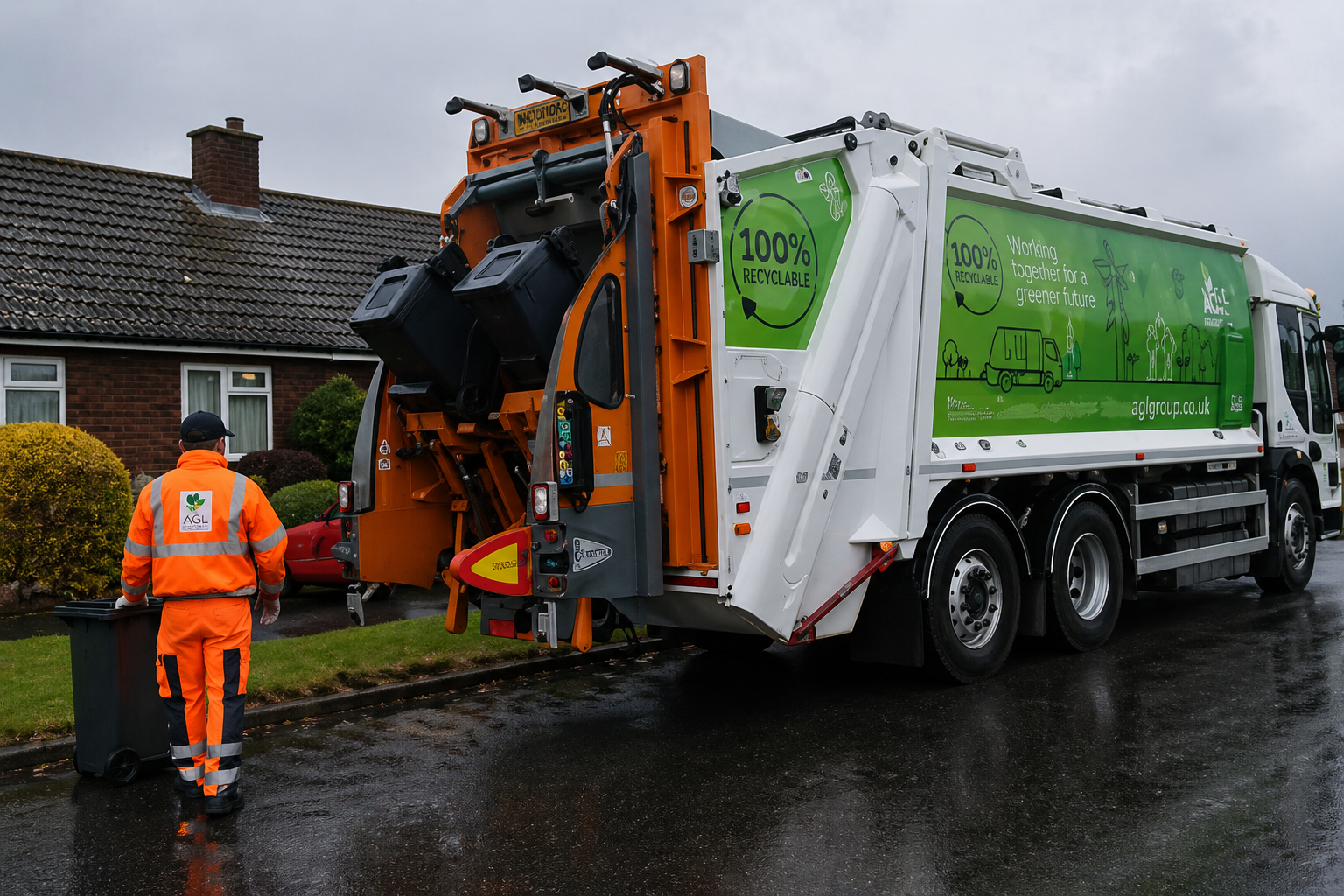 Local authority refuse collection vehicle with fleet tracking and safety systems