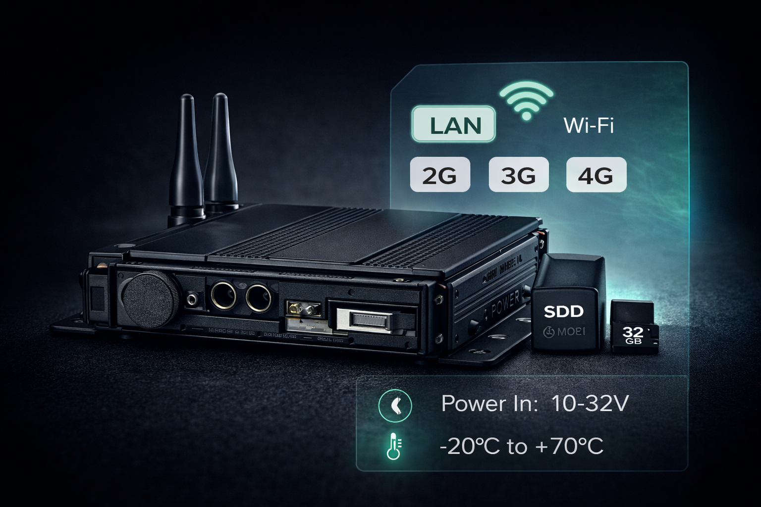 4G MDVR fleet recording unit with live video access and SSD storage