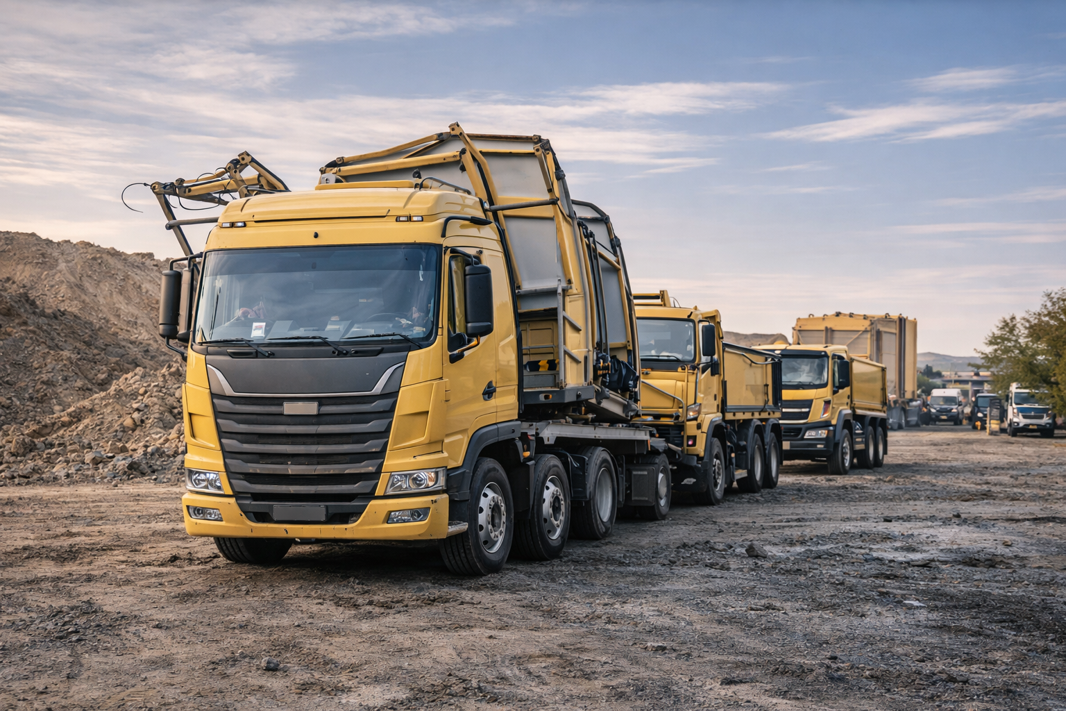 Construction fleet vehicles with AI dashcam cameras and GPS tracking technology