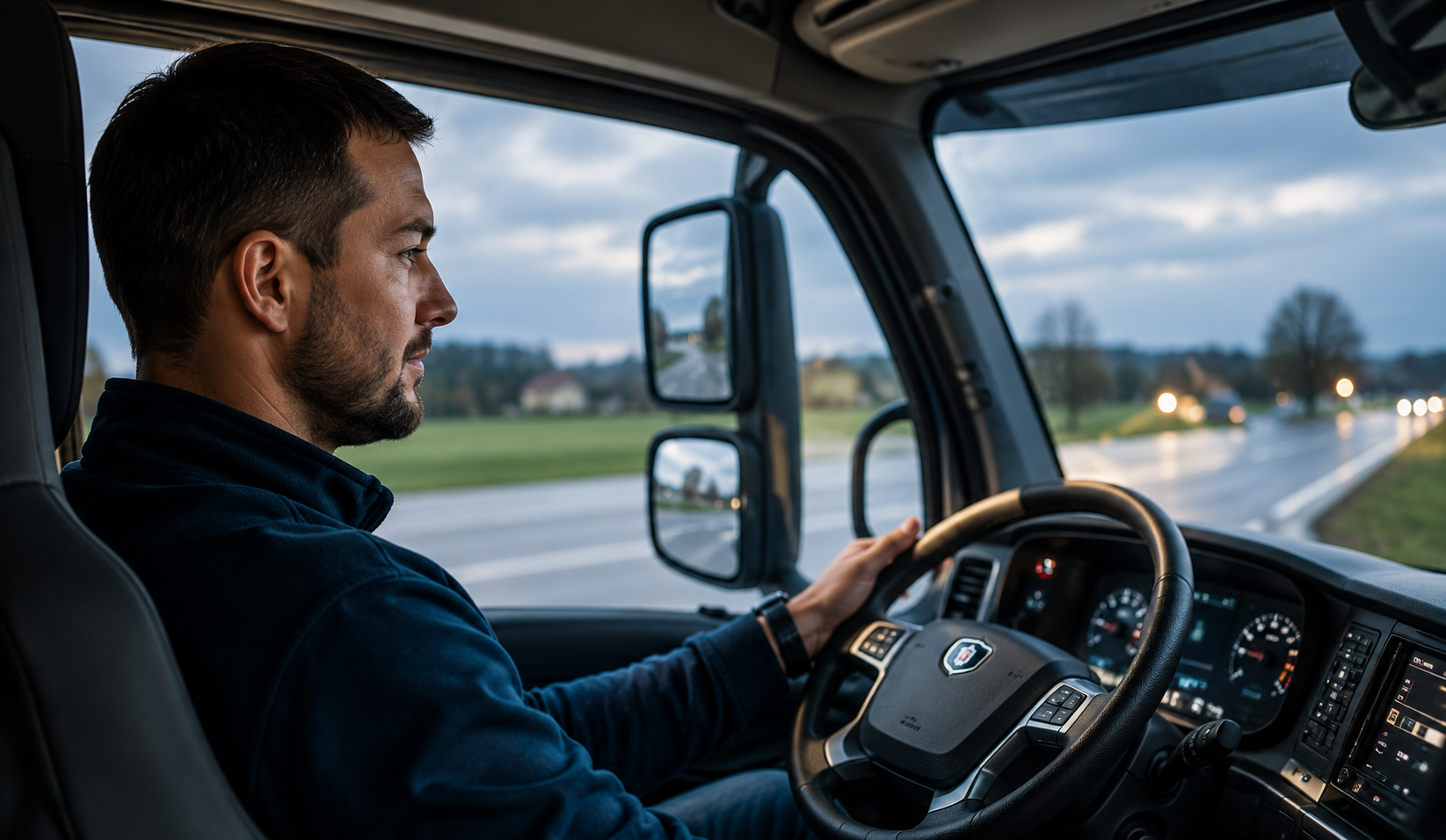 Driver protected by AI fleet safety technology