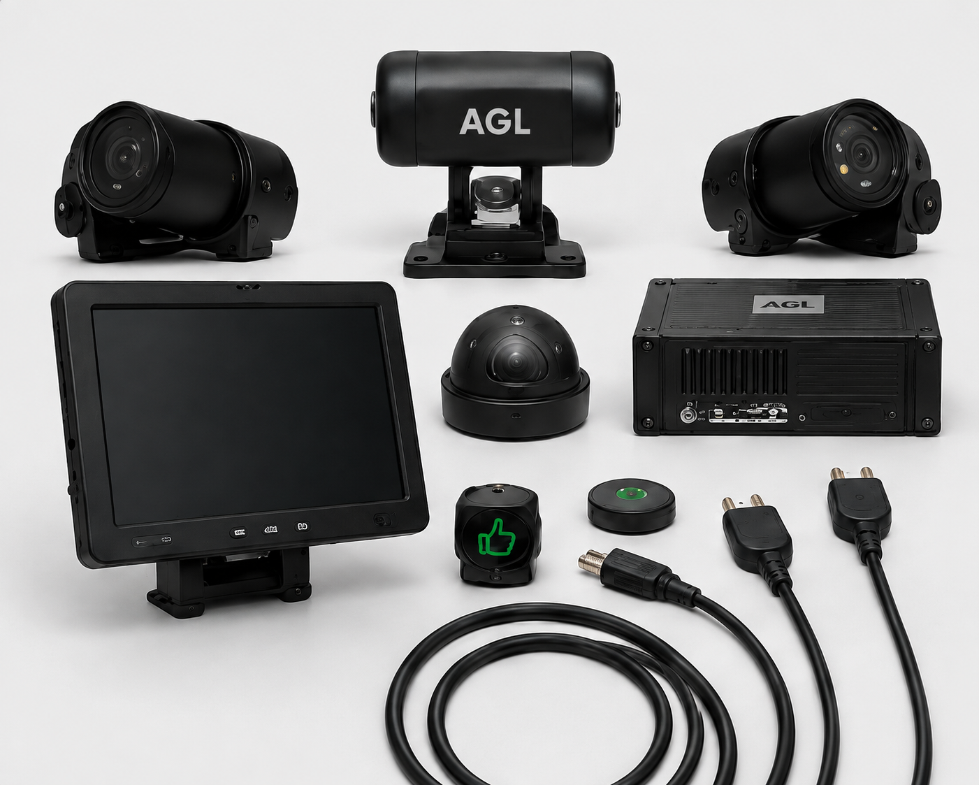 AGL HFR camera monitor DVR and vehicle safety hardware kit