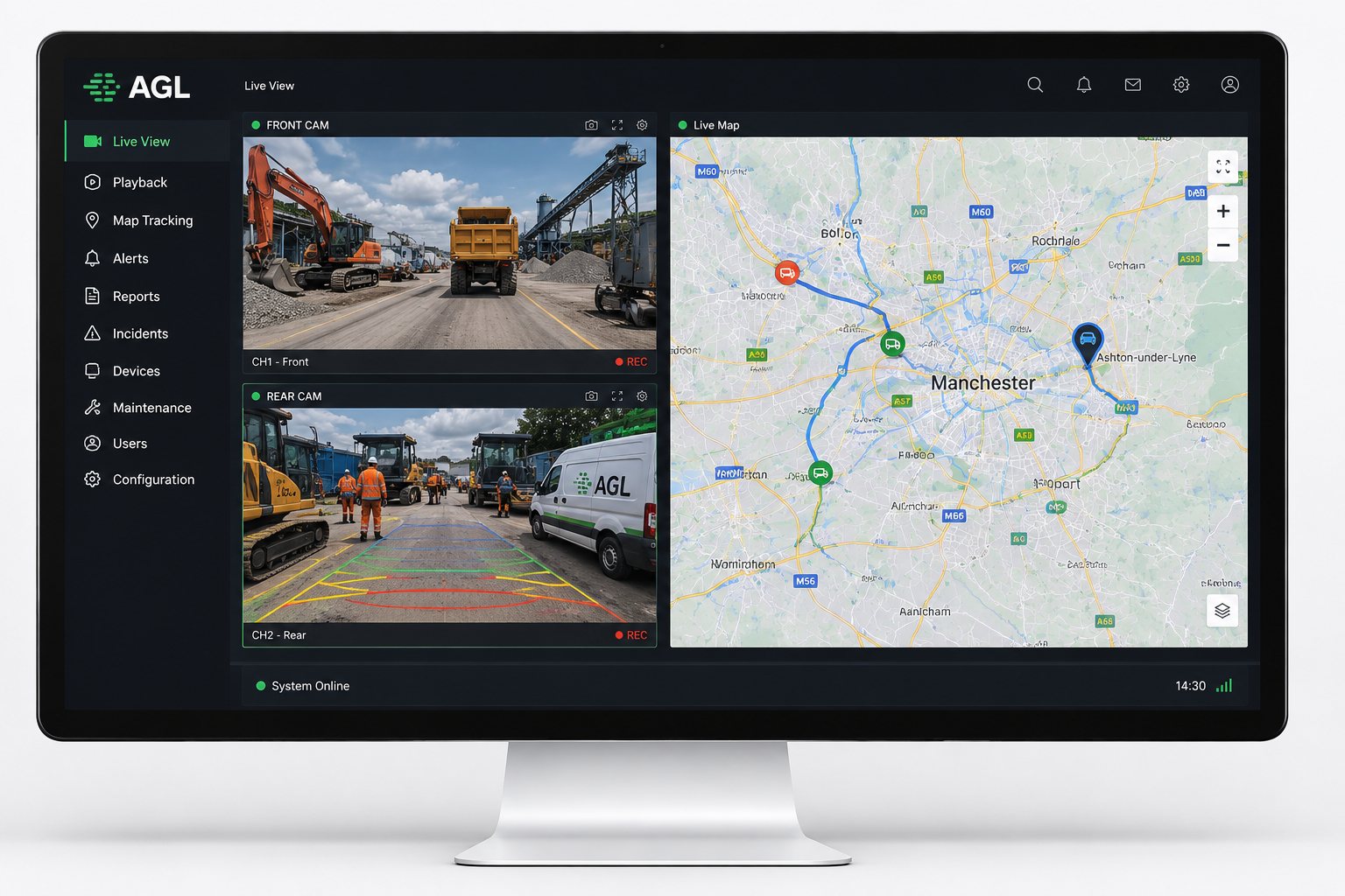 AGL HFR connected portal with camera footage and vehicle location data
