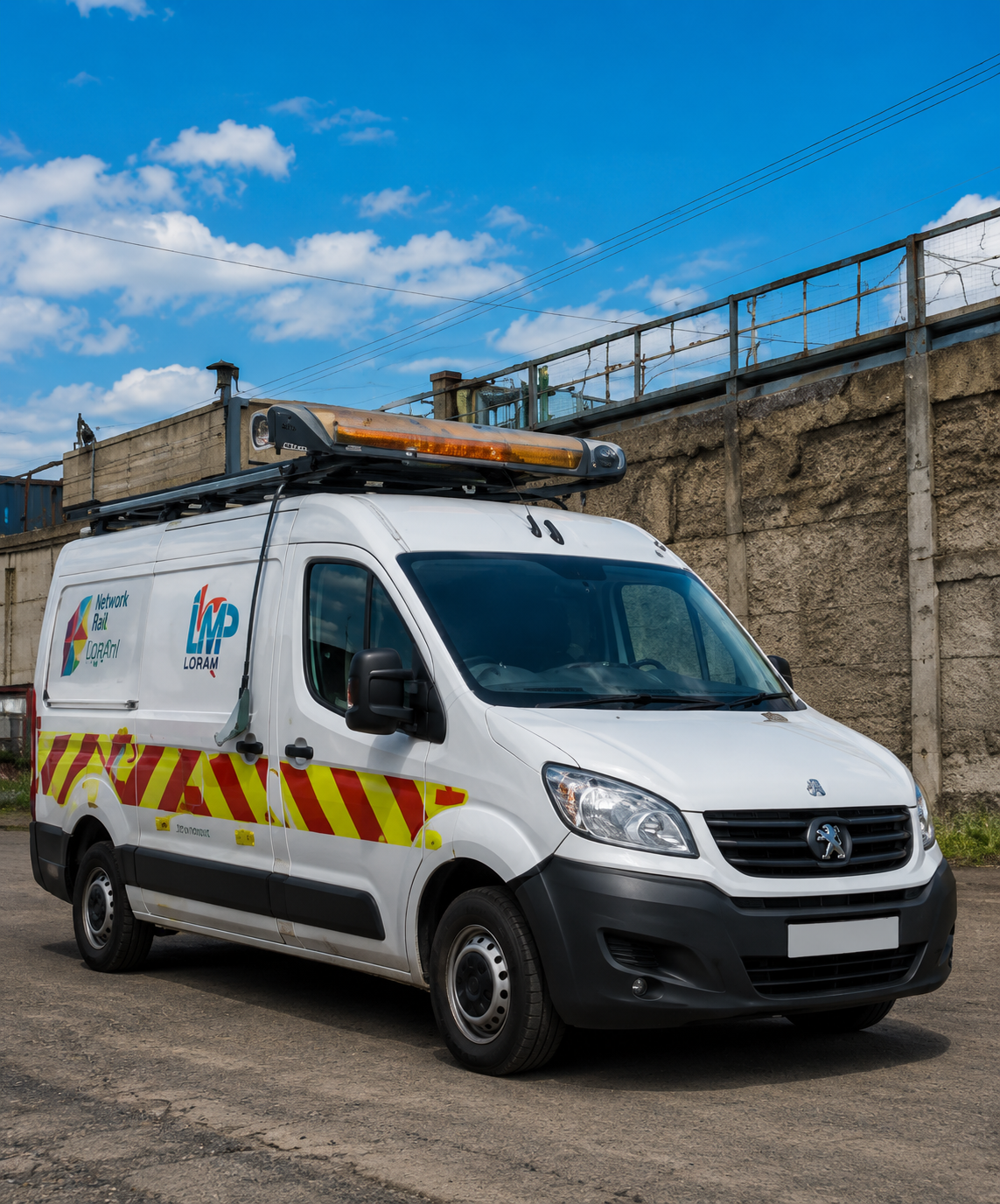 Utilities commercial vehicle working in an infrastructure environment